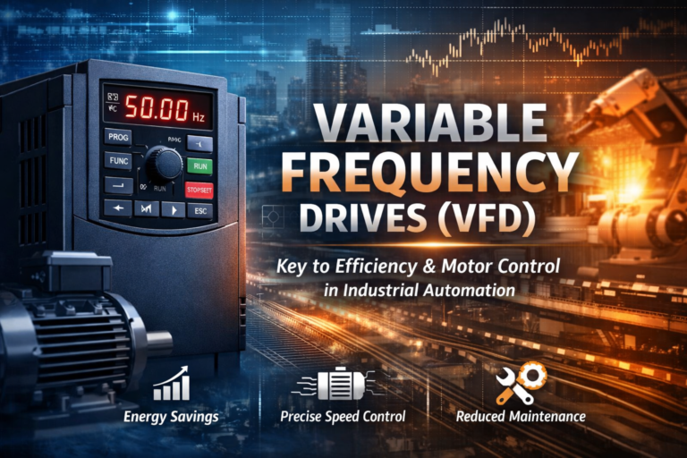 Variable Frequency Drive (VFD) used for motor speed control and energy efficiency in industrial automation