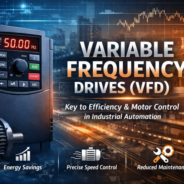 Variable Frequency Drive (VFD) used for motor speed control and energy efficiency in industrial automation